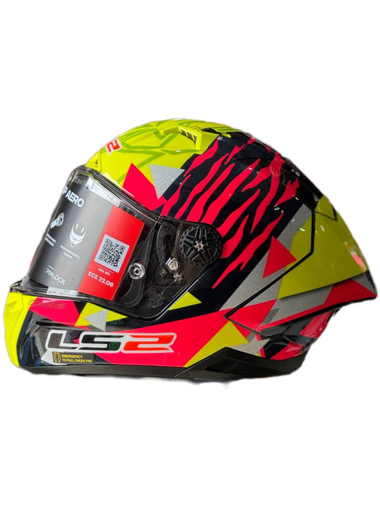 Casco LS2 FF805 THUNDER GP AERO REP ALDEGUER AMARILLO FUCSIA BRILLO